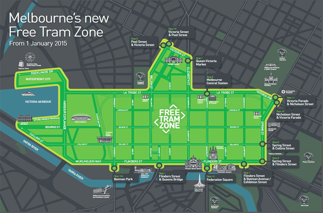 free tram travel zone melbourne